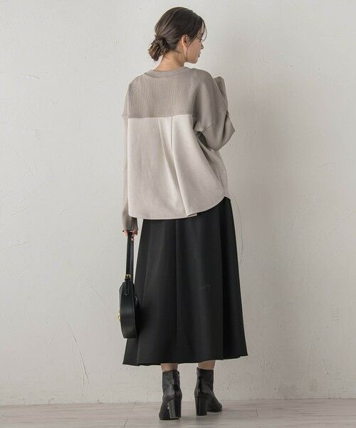 Droite lautreamont / ドロワットロートレアモン カットソー | スエード×リブ変形切替えプルオーバー≪手洗い可能≫ | 詳細14