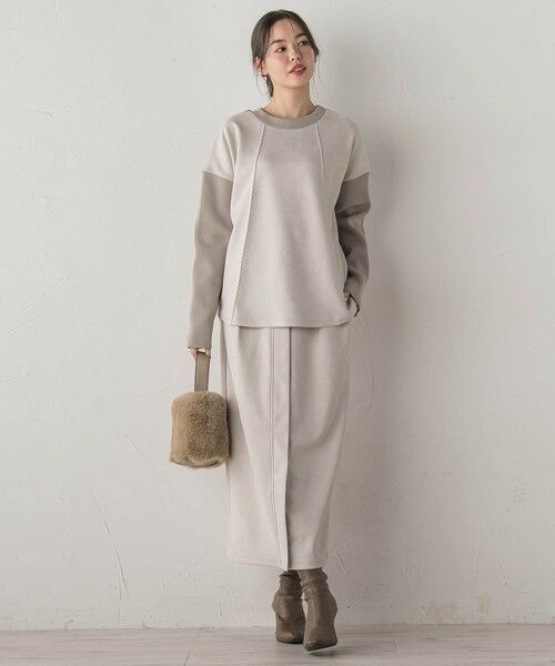 Droite lautreamont / ドロワットロートレアモン カットソー | スエード×リブ変形切替えプルオーバー≪手洗い可能≫ | 詳細15