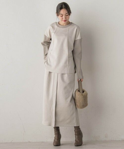 Droite lautreamont / ドロワットロートレアモン カットソー | スエード×リブ変形切替えプルオーバー≪手洗い可能≫ | 詳細16