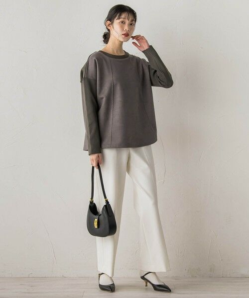 Droite lautreamont / ドロワットロートレアモン カットソー | スエード×リブ変形切替えプルオーバー≪手洗い可能≫ | 詳細20