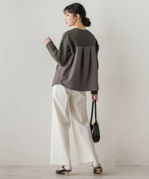 Droite lautreamont / ドロワットロートレアモン カットソー | スエード×リブ変形切替えプルオーバー≪手洗い可能≫ | 詳細21