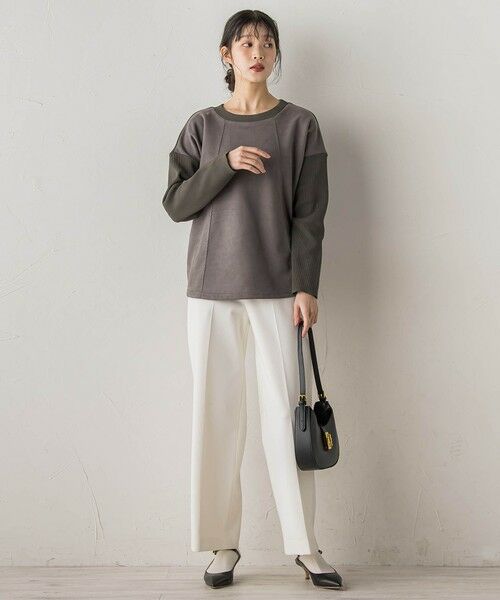 Droite lautreamont / ドロワットロートレアモン カットソー | スエード×リブ変形切替えプルオーバー≪手洗い可能≫ | 詳細22