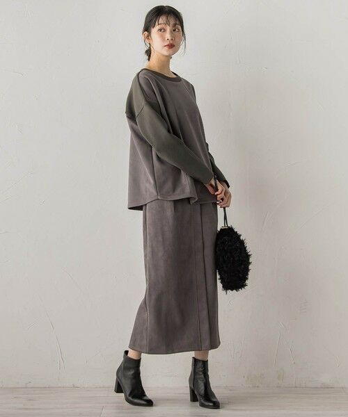 Droite lautreamont / ドロワットロートレアモン カットソー | スエード×リブ変形切替えプルオーバー≪手洗い可能≫ | 詳細23