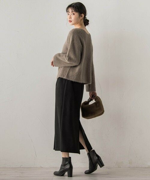 Droite lautreamont / ドロワットロートレアモン ミニ・ひざ丈スカート | スエードフロント切替えナロースカート≪手洗い可能≫ | 詳細5