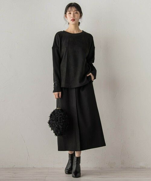 Droite lautreamont / ドロワットロートレアモン ミニ・ひざ丈スカート | スエードフロント切替えナロースカート≪手洗い可能≫ | 詳細7