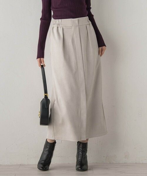 Droite lautreamont / ドロワットロートレアモン ミニ・ひざ丈スカート | スエードフロント切替えナロースカート≪手洗い可能≫ | 詳細10