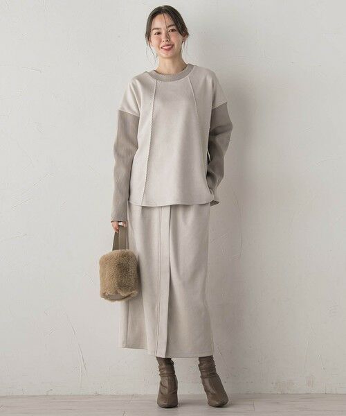 Droite lautreamont / ドロワットロートレアモン ミニ・ひざ丈スカート | スエードフロント切替えナロースカート≪手洗い可能≫ | 詳細13