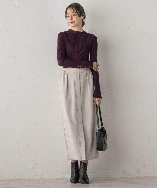 Droite lautreamont / ドロワットロートレアモン ミニ・ひざ丈スカート | スエードフロント切替えナロースカート≪手洗い可能≫ | 詳細17