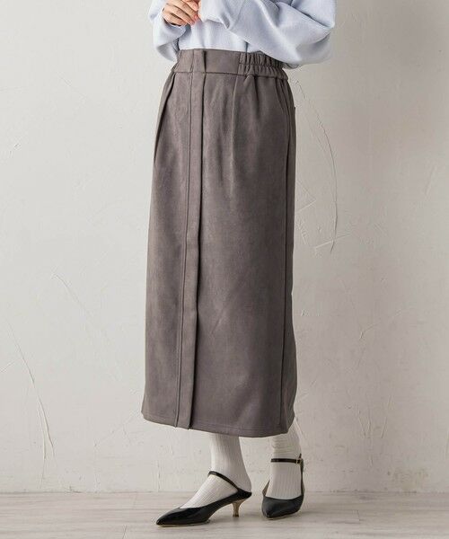 Droite lautreamont / ドロワットロートレアモン ミニ・ひざ丈スカート | スエードフロント切替えナロースカート≪手洗い可能≫ | 詳細19