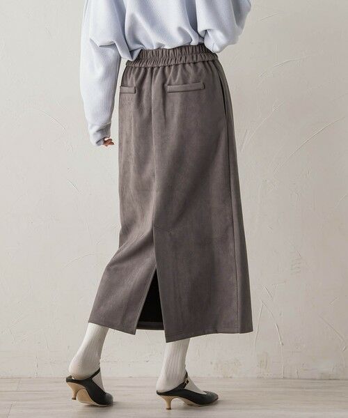 Droite lautreamont / ドロワットロートレアモン ミニ・ひざ丈スカート | スエードフロント切替えナロースカート≪手洗い可能≫ | 詳細20