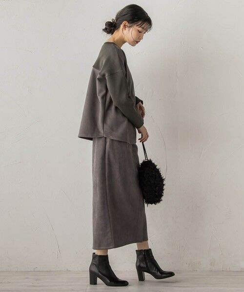 Droite lautreamont / ドロワットロートレアモン ミニ・ひざ丈スカート | スエードフロント切替えナロースカート≪手洗い可能≫ | 詳細25