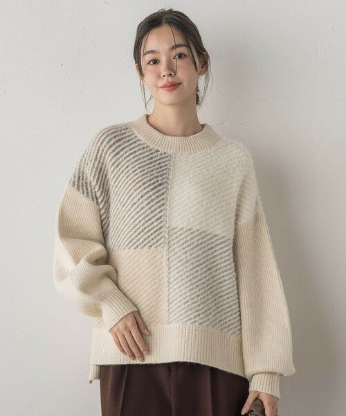 Droite lautreamont / ドロワットロートレアモン ニット・セーター | シャギージャガード切替えニット≪手洗い可能≫ | 詳細1