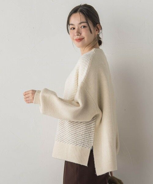 Droite lautreamont / ドロワットロートレアモン ニット・セーター | シャギージャガード切替えニット≪手洗い可能≫ | 詳細2