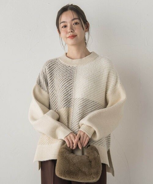 Droite lautreamont / ドロワットロートレアモン ニット・セーター | シャギージャガード切替えニット≪手洗い可能≫ | 詳細4