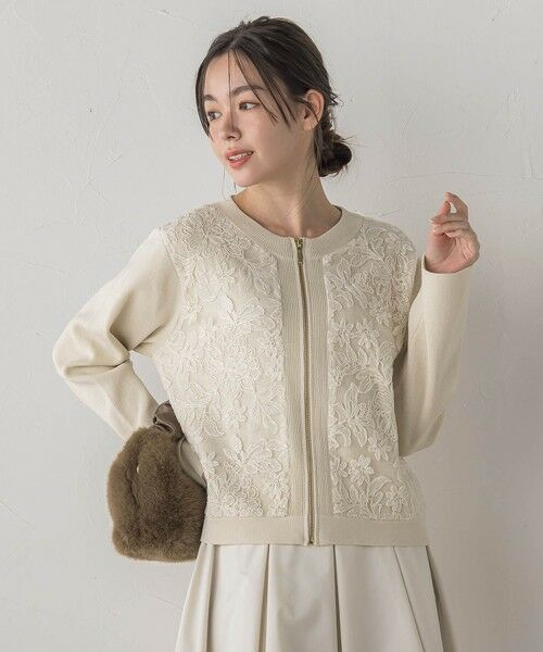 Droite lautreamont / ドロワットロートレアモン ニット・セーター | オーガンジー刺繍ミラノリブブルゾン≪手洗い可能≫ | 詳細1