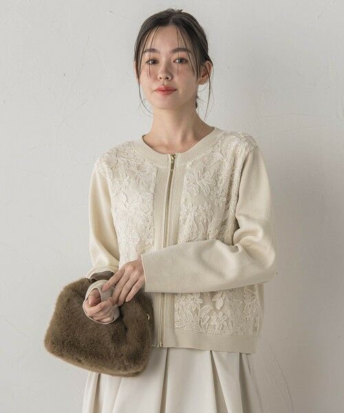 Droite lautreamont / ドロワットロートレアモン ニット・セーター | オーガンジー刺繍ミラノリブブルゾン≪手洗い可能≫ | 詳細2