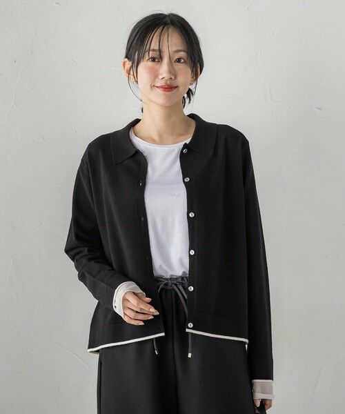 Droite lautreamont / ドロワットロートレアモン カーディガン・ボレロ | スーパーストレッチステンカーディガン≪洗濯機で洗える≫（ブラック）