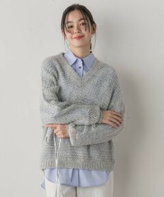 Droite lautreamont / ドロワットロートレアモン ニット・セーター | 【WEB限定】モヘヤラメVネックショートプルオーバー≪手洗い可能≫