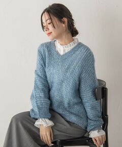 Droite lautreamont / ドロワットロートレアモン ニット・セーター | 【WEB限定】モヘヤラメVネックショートプルオーバー≪手洗い可能≫