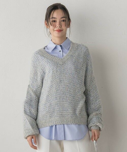 Droite lautreamont / ドロワットロートレアモン ニット・セーター | 【WEB限定】モヘヤラメVネックショートプルオーバー≪手洗い可能≫ | 詳細1