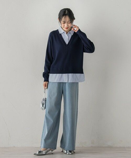 Droite lautreamont / ドロワットロートレアモン ニット・セーター | 【WEB限定】Vネックブラウス切替えプルオーバー≪手洗い可能≫ | 詳細7