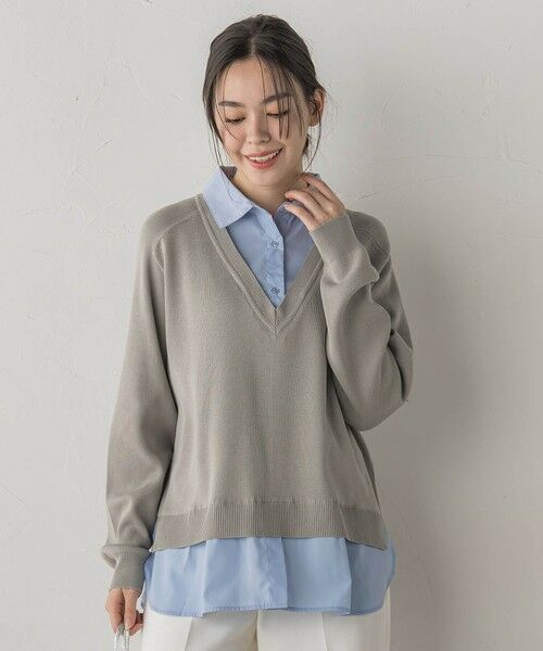 Droite lautreamont / ドロワットロートレアモン ニット・セーター | 【WEB限定】Vネックブラウス切替えプルオーバー≪手洗い可能≫ | 詳細16