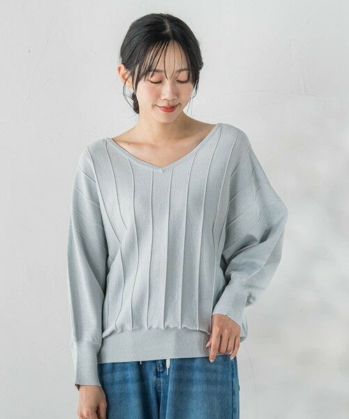 Droite lautreamont / ドロワットロートレアモン ニット・セーター | ラメドルマンVネックニット（ライトグレー）