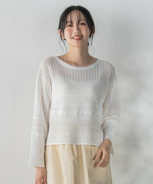 Droite lautreamont / ドロワットロートレアモン ニット・セーター | レース柄ニット（オフホワイト）