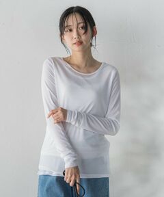 Droite lautreamont / ドロワットロートレアモン カットソー | シアーフライス×チュールレイヤードプルオーバー