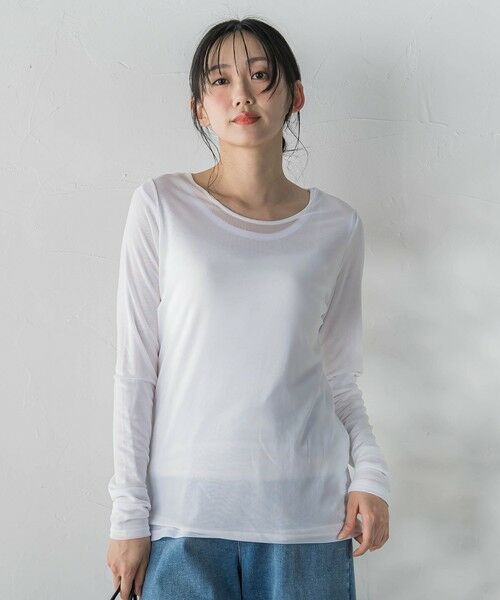 Droite lautreamont / ドロワットロートレアモン カットソー | シアーフライス×チュールレイヤードプルオーバー | 詳細1