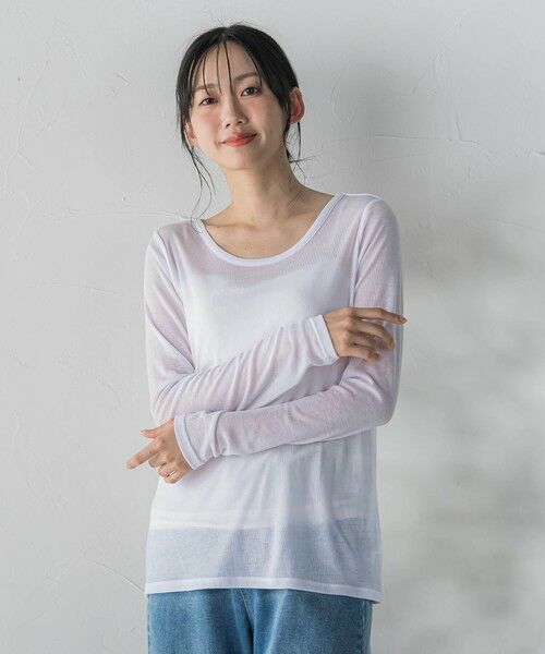 Droite lautreamont / ドロワットロートレアモン カットソー | シアーフライス×チュールレイヤードプルオーバー | 詳細4