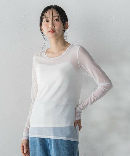 Droite lautreamont / ドロワットロートレアモン カットソー | シアーフライス×チュールレイヤードプルオーバー | 詳細5