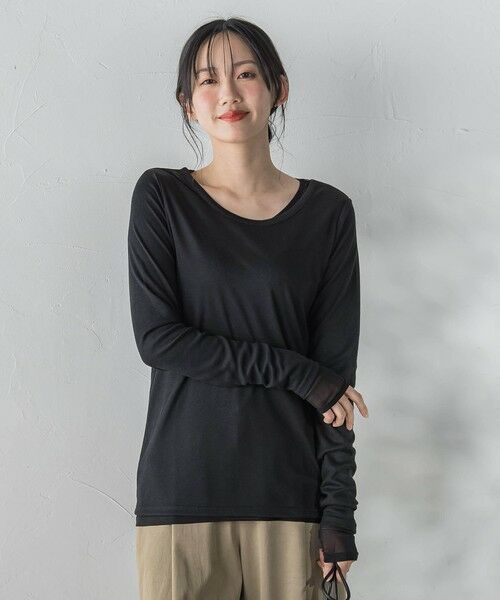 Droite lautreamont / ドロワットロートレアモン カットソー | シアーフライス×チュールレイヤードプルオーバー | 詳細14