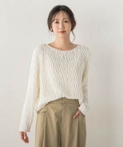 Droite lautreamont / ドロワットロートレアモン カットソー | 【WEB限定】フリルジャガードクルーネックプルオーバー