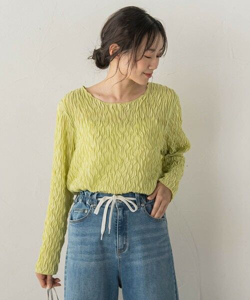 Droite lautreamont / ドロワットロートレアモン カットソー | 【WEB限定】フリルジャガードクルーネックプルオーバー（イエロー）