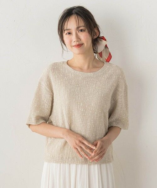 Droite lautreamont / ドロワットロートレアモン カットソー | Recycle Slub BluseクロップドTシャツ（ベージュ）