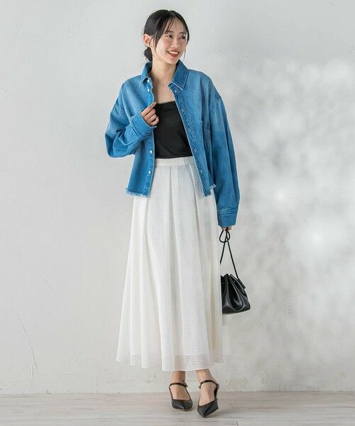 Droite lautreamont / ドロワットロートレアモン ミニ・ひざ丈スカート | グラフチェックオーガンジースカート | 詳細4