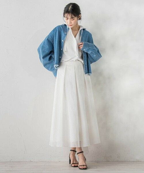 Droite lautreamont / ドロワットロートレアモン ミニ・ひざ丈スカート | グラフチェックオーガンジースカート | 詳細12