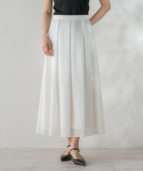 Droite lautreamont / ドロワットロートレアモン ミニ・ひざ丈スカート | グラフチェックオーガンジースカート（オフホワイト）