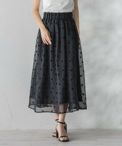 Droite lautreamont / ドロワットロートレアモン ミニ・ひざ丈スカート | 【WEB限定】麻調シアーフロッキードットスカート