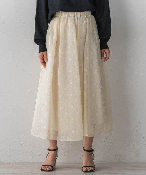 Droite lautreamont / ドロワットロートレアモン ミニ・ひざ丈スカート | 【WEB限定】麻調シアーフロッキードットスカート | 詳細1