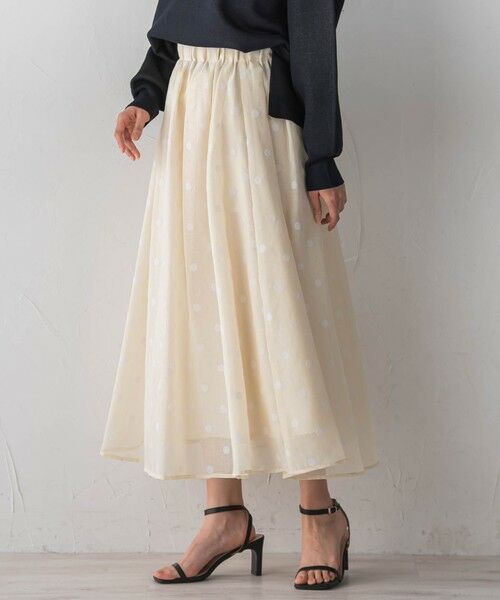 Droite lautreamont / ドロワットロートレアモン ミニ・ひざ丈スカート | 【WEB限定】麻調シアーフロッキードットスカート | 詳細3