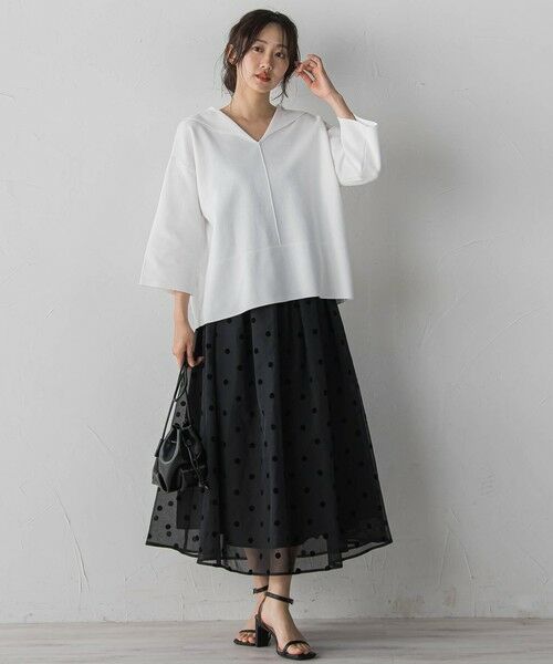 Droite lautreamont / ドロワットロートレアモン ミニ・ひざ丈スカート | 【WEB限定】麻調シアーフロッキードットスカート | 詳細15