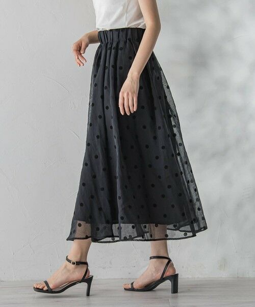 Droite lautreamont / ドロワットロートレアモン ミニ・ひざ丈スカート | 【WEB限定】麻調シアーフロッキードットスカート | 詳細9