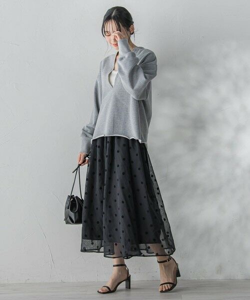 Droite lautreamont / ドロワットロートレアモン ミニ・ひざ丈スカート | 【WEB限定】麻調シアーフロッキードットスカート | 詳細12