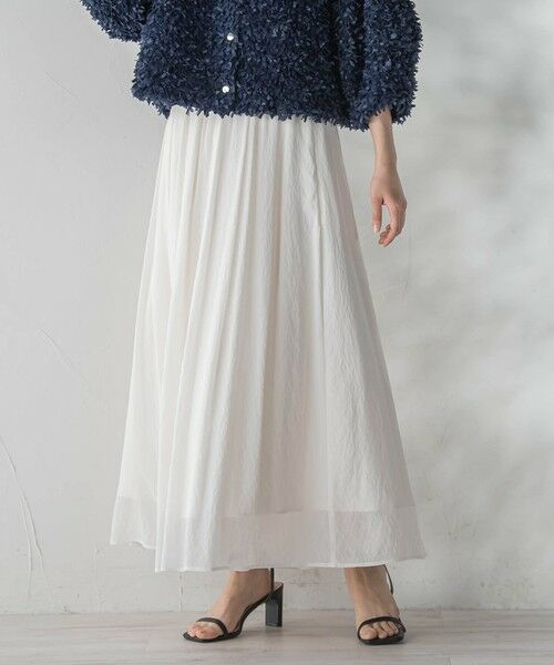 Droite lautreamont / ドロワットロートレアモン ミニ・ひざ丈スカート | TR強撚気流染めスカート（オフホワイト）