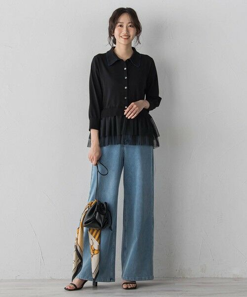 Droite lautreamont / ドロワットロートレアモン ニット・セーター | 裾チュールドッキングポロ襟ニット | 詳細4