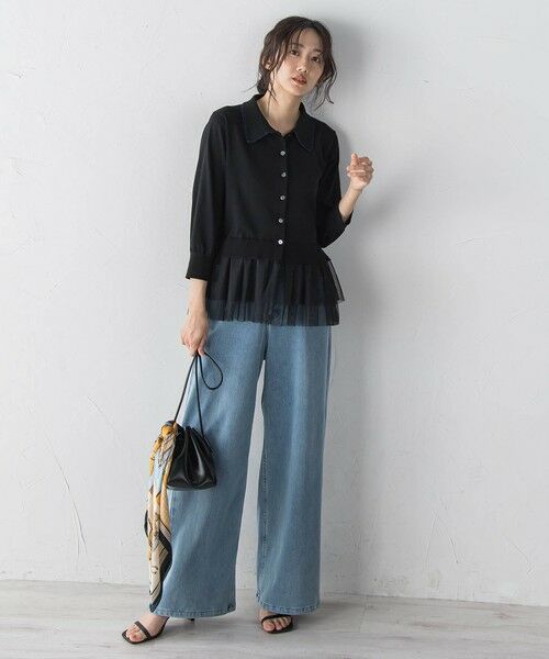 Droite lautreamont / ドロワットロートレアモン ニット・セーター | 裾チュールドッキングポロ襟ニット | 詳細7