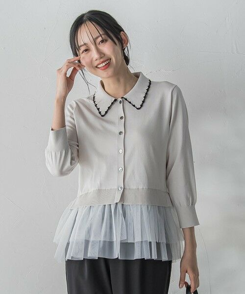 Droite lautreamont / ドロワットロートレアモン ニット・セーター | 裾チュールドッキングポロ襟ニット | 詳細13