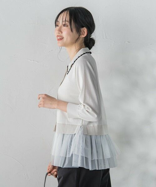 Droite lautreamont / ドロワットロートレアモン ニット・セーター | 裾チュールドッキングポロ襟ニット | 詳細14